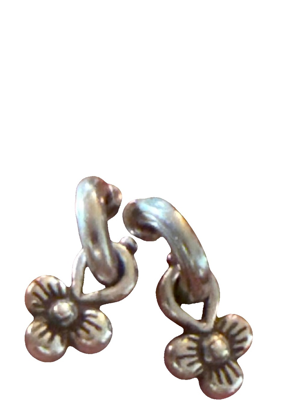 Brighton Wild Flowers Silver-Plated Flower Charm Hoop Earrings - No Markings